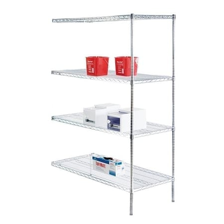 Round Post, Add-on Unit, (4) 18×60 Shelves, 72″ Posts